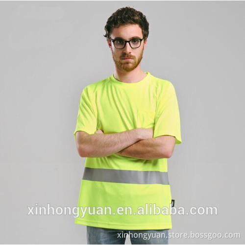 custom fluorescent green round neck reflective t-shirts for worker